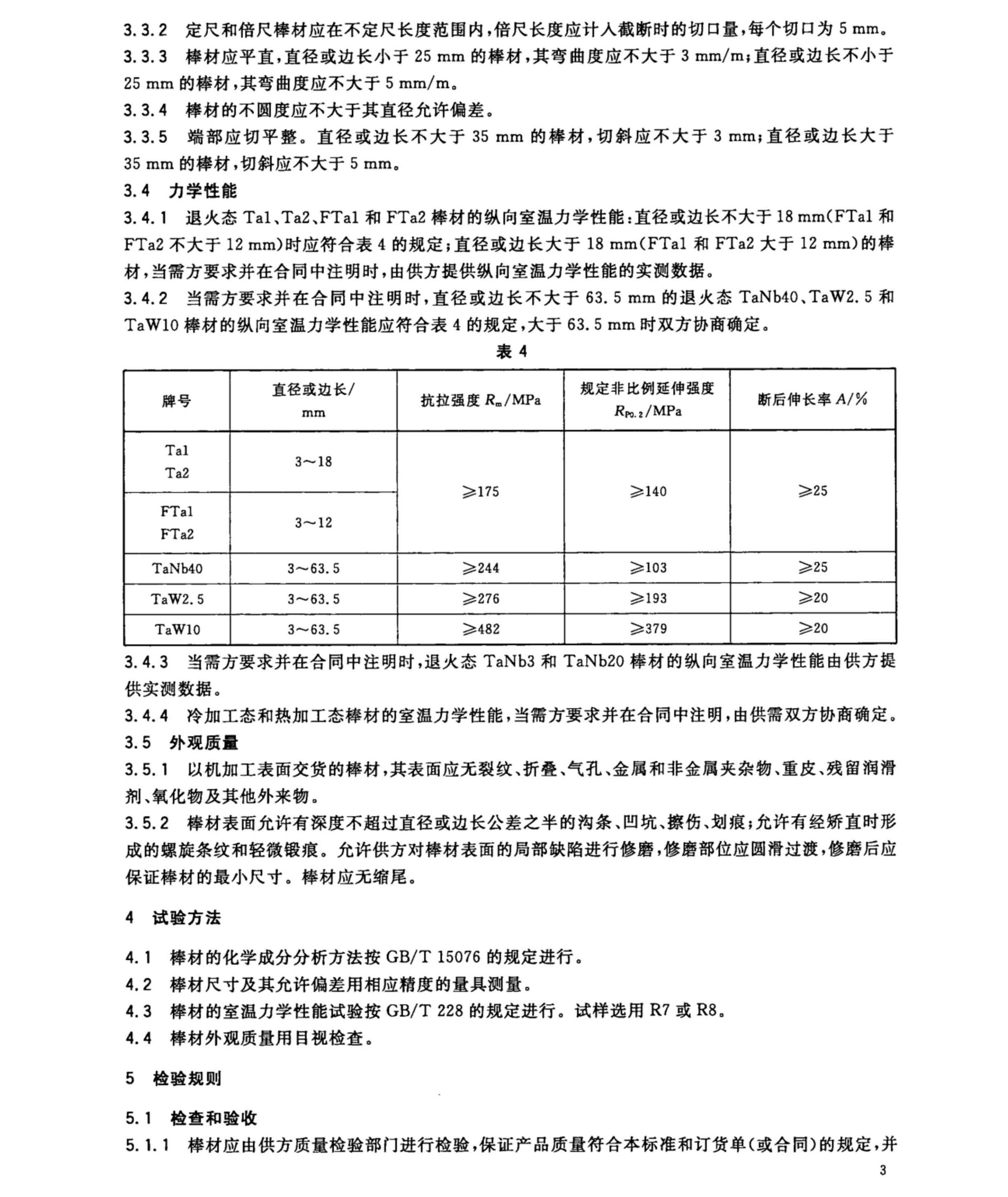 钽棒最新国家标准GB/T14841一2008